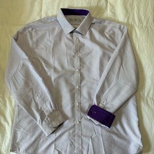 Beverly Hills Polo Club Purple and White Dress Shirt